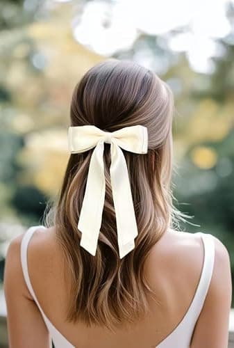 Hair Bows for Women Bow Clips Cute Ribbons Girls Ribbon Bows BowKnot Barrettes Tassel Bow Clips Fashion Hair Accessories for Women, Pink & Beige thumbnail 7