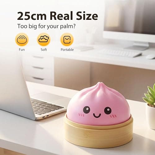 Giant Dumpling Squishy Jumbo Size, Soft Slow Rising Stress Ball, Large Squishy Dumpling for Desk Office Home Study Adults, Fun Fidget Item for Squeezing and Stress Relief (Purple, Extra Large) thumbnail 3