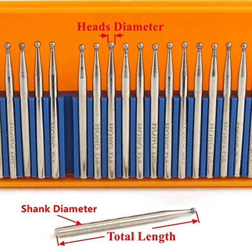 JINGLING Diamond Grinding Bits 1mm Spherical Head Carving Ball Bur Pack of 30Pcs thumbnail 3