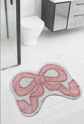 Luxape Bow Rug - Bow Shaped Bathroom mat - Handmade & Premium- 30in (75cm) - Pink bathmat - Designer Rugs - Aesthetic Room Decor - Cute Room Decor Coquette bathmat Rug thumbnail 8