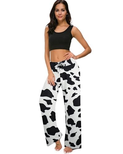 NEWCOSPLAY Women's Comfy Pajama Pants Casual Drawstring Palazzo Lounge Wide Leg Pants thumbnail 5