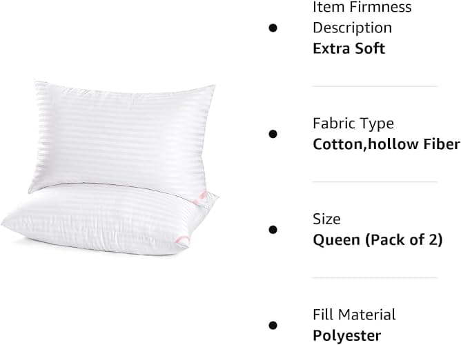 EIUE Hotel Collection Bed Pillows for Sleeping 2 Pack Queen Size，Pillows for Side and Back Sleepers,Super Soft Down Alternative Microfiber Filled Pillows,20 x 30 Inches thumbnail 6