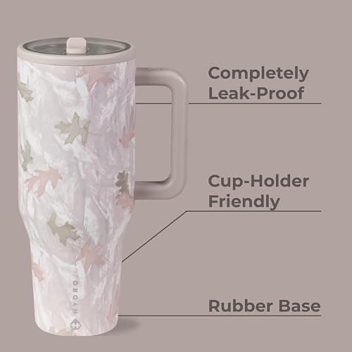 HydroJug Traveler - 40 oz Water Bottle with Handle & Flip Straw - Fits in Cup Holder, Leak Resistant Tumbler-Reusable Insulated Stainless Steel & Rubber Base - Gifts for Women & Men, Camo thumbnail 3