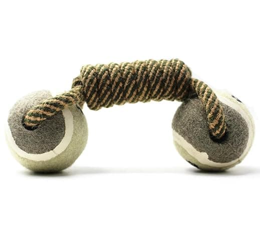 Dog Rope Chew Toy Dumbbell with Tennis Balls – Puppy Teething Toy, Perfect for Every Dog, Large or Small, Durable Rope Ball, Interactive Pet Toy for Chewing, Training & Dental Cleaning thumbnail 6