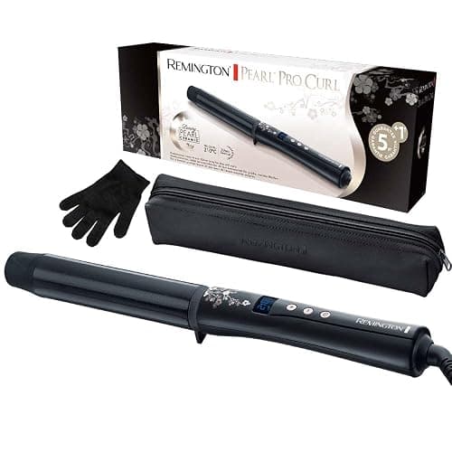 Remington Ferro Arricciacapelli - Per ricci grandi 32 mm- Pearl Digital: Rivestimento in ceramica con vere perle; Display LCD 130-210°C, Guanto termico, onde delicate per capelli forti, CI9533 - Image 1