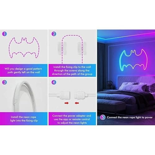 Gziztx LED Neon Lights Strip 10M LED Strip Light with Remote and APP Control, Waterproof Flexible RGB Neon Strip Lights for Bedroom, Game Room, Indoor and Outdoors thumbnail 4