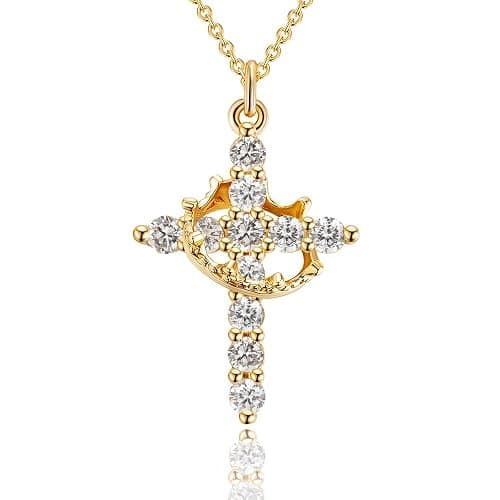 Robaice Crown Cross Necklace for Women, 14K Gold Plated & Silver Plated Christian Faith Jewelry Gifts, Exquisitely Packaged Perfect for Gifting thumbnail 9
