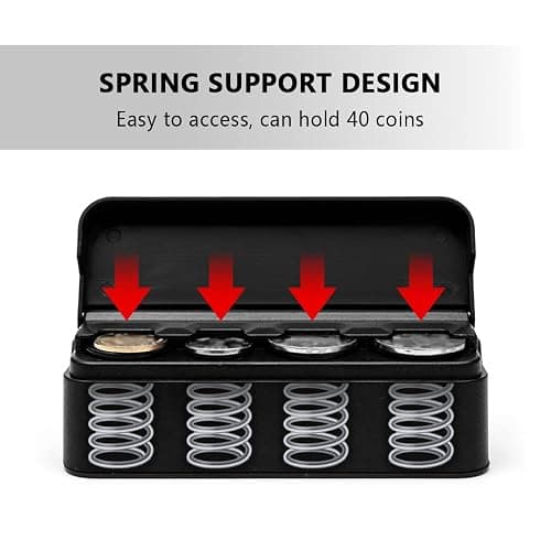 Compact Coin Holder for Car - 4 Compartment&Automatically Holds Coins Coin Organizer(1 Dollar,Quarter,Dimes) - Universal Center Console Coin Case for Car Taxi SUV Truck thumbnail 5