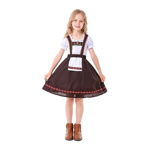 Owlfder Girls German Dirndl Dress Oktoberfest Bavarian Costume Kids Halloween Maid Dress for Girls Beer Festival Outfit - Image 1