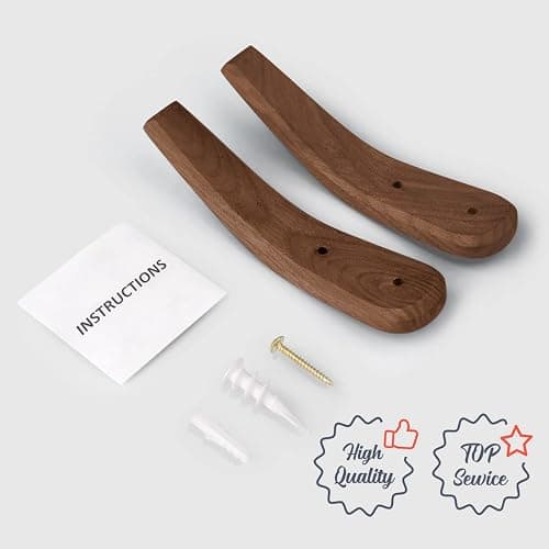 COCOYA 2Pack Wood Hooks Wall Mounted, Minimalist Easy Install Natural Real Walnut Cute Mid Century Modern Simple Rustic Boho Home Foyer Entryway Decor, for Hanging Hat Cap Bag Coat Towel Clothes - 2Pack (Walnut) thumbnail 7