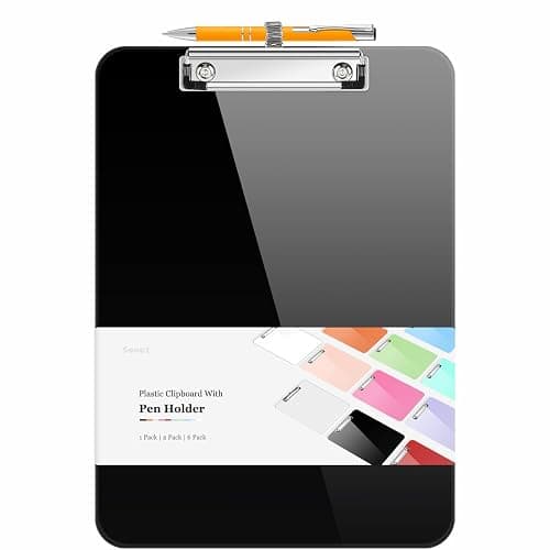 Sooez Plastic Clipboard with Pen Holder, [10% Thicker] Clip Boards 8.5x11” | with Low Profile Clip, Cute Hanging Clipboard, Standard Letter Size A4 for Women Kid Teacher, Office & School Supplies, Clear - Image 1