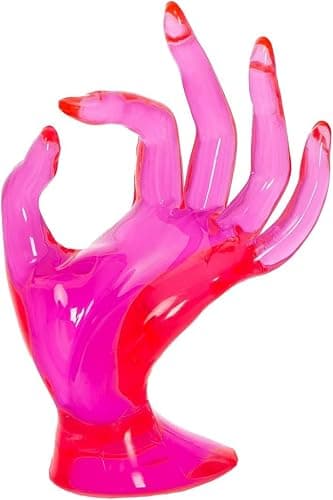 Maxsirui Hand Form Ring Holder Jewelry Display Organization Rack Bracelet Ring Watch Stand Support Aesthetic Y2k Room Decor (Rose Red) thumbnail 4