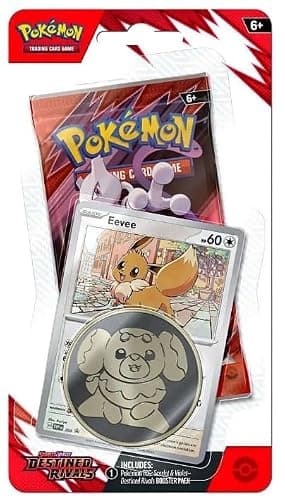 Pokemon TCG Trading Card Game Scarlet and Violet Destined Rival Single Pack Booster with Coin and Promo Card (Eevee) - Image 1