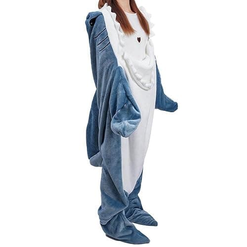 inkArts Shark Blanket Hoodie Onesie for Adult & Kid, Wearable Shark Sleeping Bag, Soft Cozy Onesie Costume thumbnail 3