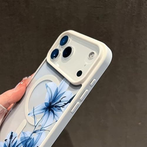 Blue Lily Whisper Magnetic Snap Case Compatible with iPhone 17/16 Pro Max /15 Pro /14/13 /12 Shockproof Slim Protective Cover (Blue,for iPhone 13) thumbnail 6