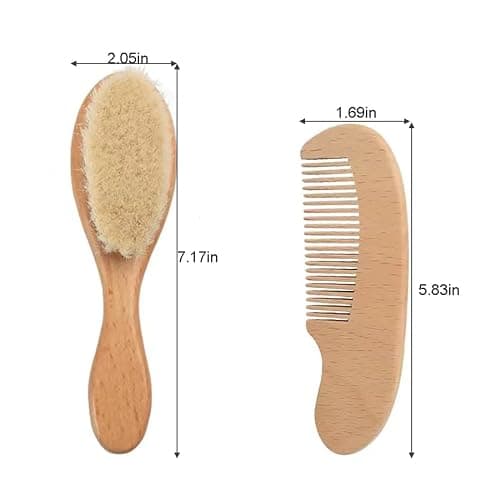 PandaEar 3 Pack Baby Brush and Comb Set Newborn, Silicone Cradle Cap Brush for Babies, Soft Newborn Hair Brush with Soft Goat Bristles, Wooden Toddler Comb Hairbrush Set for Boys and Girls thumbnail 2
