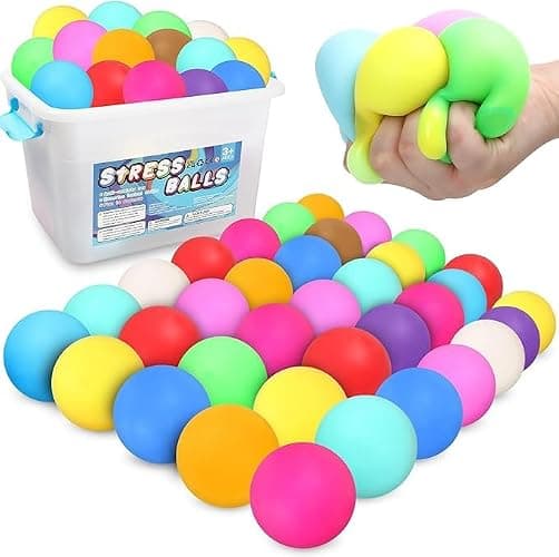 40Pcs Stress Balls-Squishy Bulk-Treasure Box Toys-Fidgets Prizes Bulk-Sensory Balls for Adults -Classroom Prize-Goodie Bag Stuffers, Sensory Toys (40pack Stress Balls) - Image 1