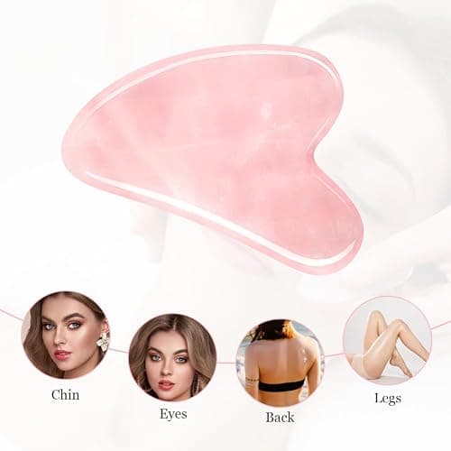 URAQT Jade Gua Sha Massage Board, Face Scraping Massager, Anti Aging Beauty Tool for Face, Eye, Neck (Pink Love Heart) thumbnail 7