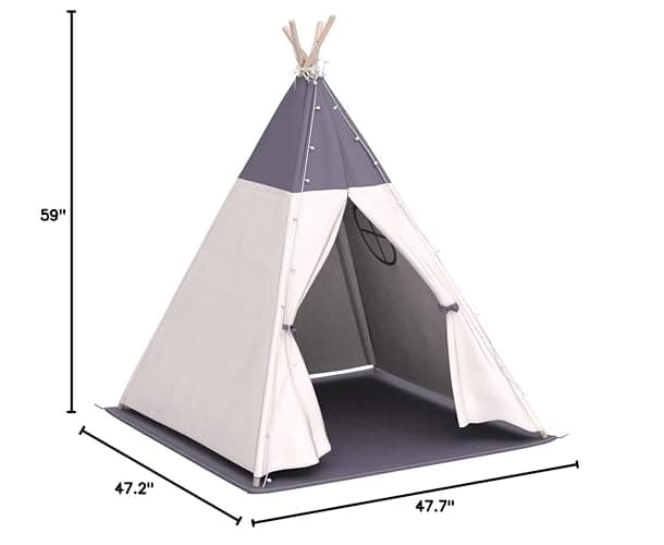 besrey Teepee Tent for Kids with Light & Mat, Toddler Tents Indoor Play Tent Playhouse, Toddler Tipi Cotton, tee Pee Tents for Kids Indoor, Boys & Girls Teepee,Children Room Playhouse thumbnail 2