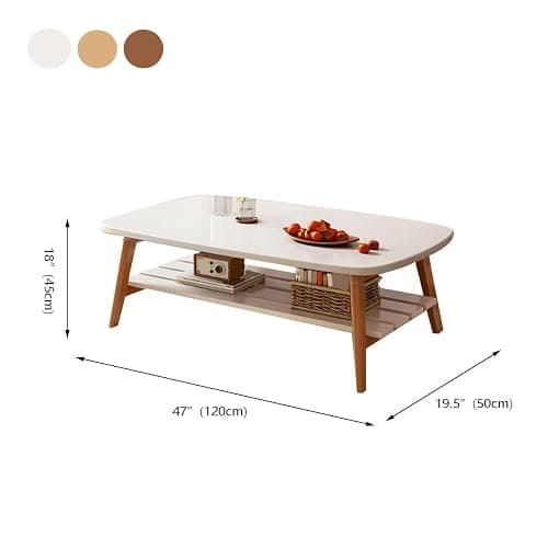 Amazon 2-Tier Foldable Modern Coffee Table Minimalist Wood Coffee Table with Storage Shelf Oval Mid Century Coffee Table for Small Apartment Living Room, Walnut 47" L x 19.5" W x 18" H thumbnail 2