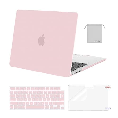 MOSISO Compatible with MacBook Air 13 inch Case 2025 2024 2023 2022 M4 A3240 M3 A3113 M2 A2681, Plastic Hard Shell&Keyboard Cover&Screen Film&Pouch for MacBook Air 13.6 inch Case, Baby Pink - Image 1
