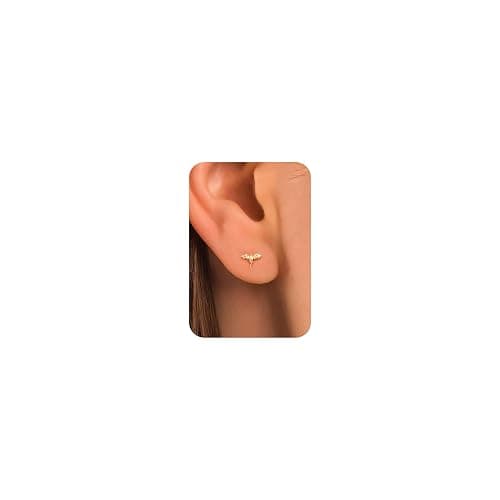 Plenky Flat Back Earrings - 14k Gold Plated Coconut Tree,Baseball Dinosaur,Dragon,Pterosaur,Cowboy Boot,Shark,Earrings for Women Gifts - Image 1