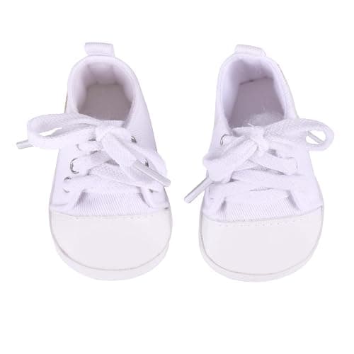 BABESIDE Reborn Baby Doll Shoes, 17-22 Inch Baby Doll Accessories Doll Canvas Shoes with Laces for Realistic Babydolls Girls & Boys, White with Letter Pattern thumbnail 5
