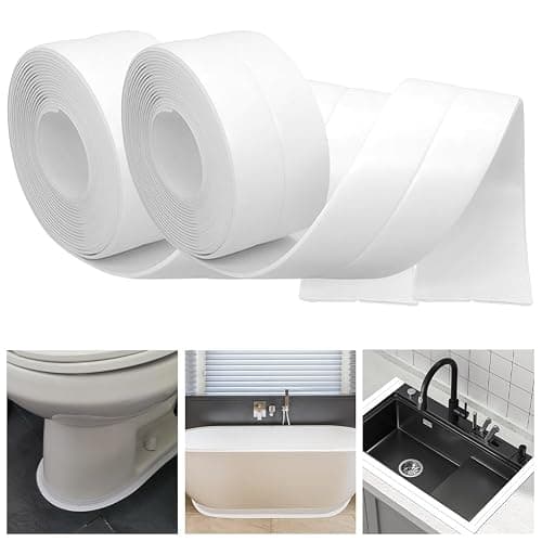 2 Rolls Caulk Tape Self Adhesive, Bathroom Waterproof White Caulking Sealant Strip Peel & Stick Wallpaper Floor Tile Toilet Tub Sink Backsplash Kitchen Wall Decor, Easier to Use Than Silicone Caulk thumbnail 9