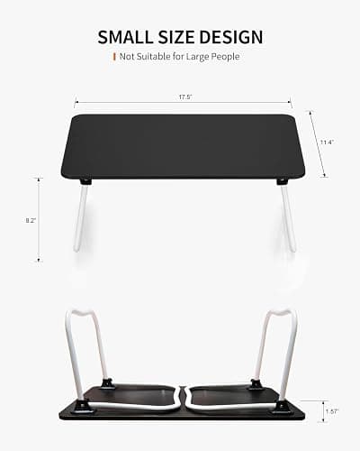 FISYOD Foldable Lap Desk, Laptop Bed Desk, Portable Bed Table, Laptop Stand for Bed & Couch, Lightweight & Mini - Black thumbnail 3