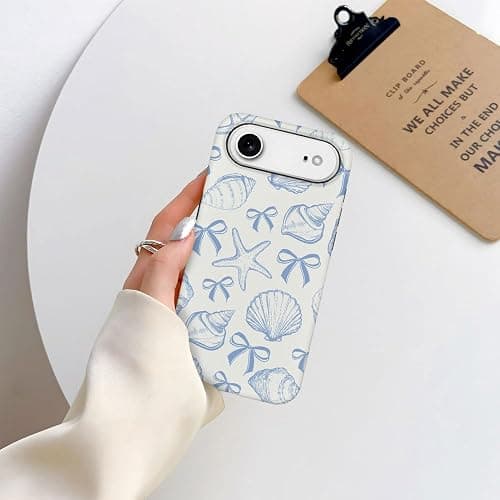 DAIZAG Case Compatible with iPhone 17 Air,Fit Shockproof Cover for Women Girls,Blue Seashell Bow thumbnail 5