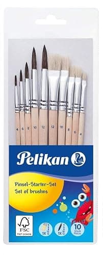 Pelikan 700405 Pinsel Starter-Set mit 5 Haar- und 5 Borstenpinseln (Haar- und Borstenpinsel, Pinsel + Pinseltasche) thumbnail 2