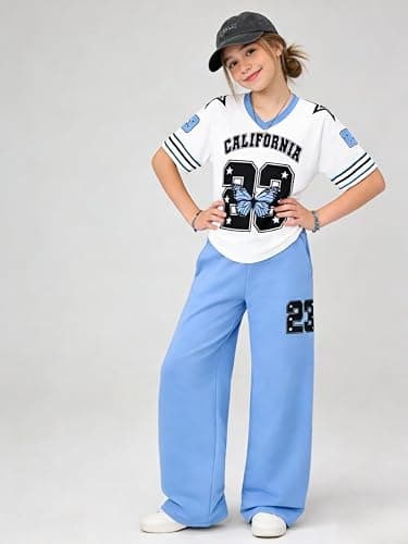Azmxynol Tween Girls Clothes Short Sleeve Graphic T-Shirt Top + Sweatpant 2 Piece Outfit Set, Size 7-15Years thumbnail 2