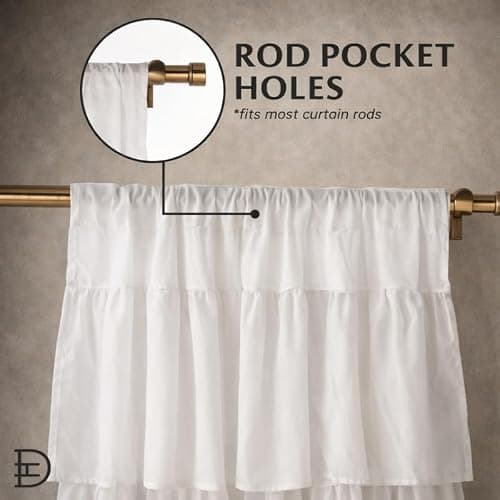 Dainty Home Pleated Layer Curtains for Living Room and Bedroom White 84" x 40" Set of 2 Rod Pocket Header Curtains Long Curtain Panel Window Curtains thumbnail 4