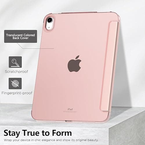 MoKo for iPad (A16) 11th Generation Case 11 Inch 2025, iPad 10th Generation Case 10.9 Inch 2022, Slim Stand Hard PC Translucent Back Shell Smart Cover, Support Touch ID, Auto Wake/Sleep, Rose Gold thumbnail 6