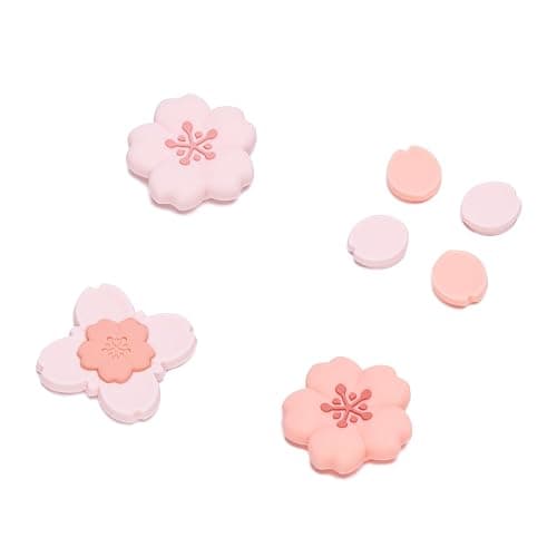 GeekShare Silicone Cross D-Pad Button Caps Set Cute Joystick Cover - ABXY Key Buttons Sticker Compatible with Switch/OLED Joy Con - Sakura - Image 1