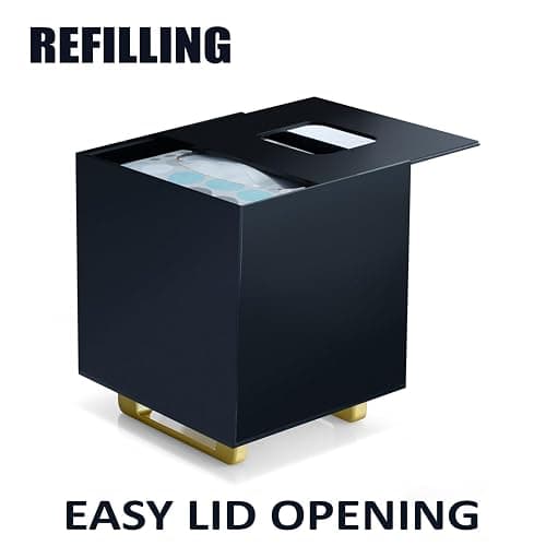 YoBa Thick Black Acrylic Tissue Box Holder Square Tissue Box Dispenser with Gold Plated Aluminum Legs for Bathroom, Kitchen, Bedroom, Office, Hotel and Restaurant thumbnail 3