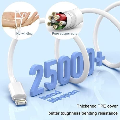 iPhone Fast Charger,[Apple MFi Certified] iPhone Charger Fast Charging Apple Wall Charger Block 6FT USB C Lightning Cable Cord Type C Adapter for iPhone 14 Pro Max/13/12 Mini/11/10/XS Max/XR/X/8/7/SE thumbnail 6