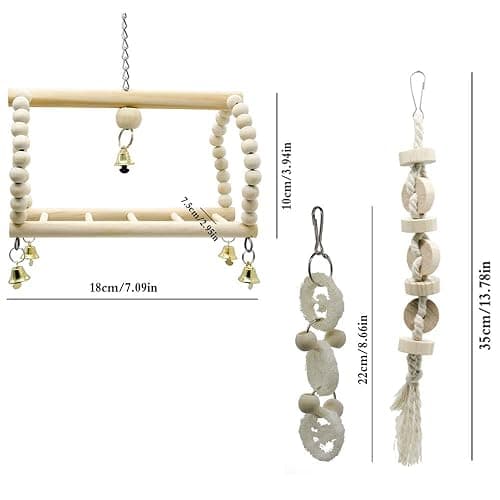 Deloky 7 Packs Bird Parrot Swing Chewing Toys-Hanging Bell Bird Cage Toys Suitable for Small Parakeets, Cockatiels, Conures, Finches,Budgie,Macaws, Parrots, Love Birds thumbnail 3