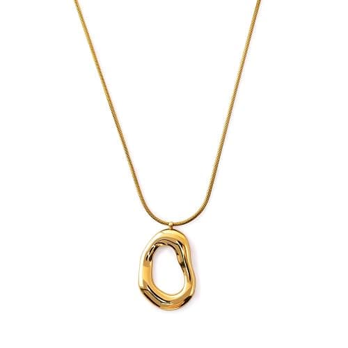 18K Gold Plated Irregular Pendant Chunky Statement Necklace for Women | Waterproof, sweat-resistant, tarnish-resistant;stainless steel snake chain and hypoallergenic for daily wear and gifting - Image 1