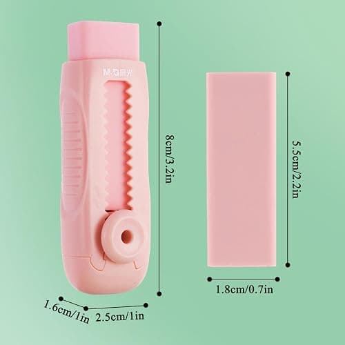 M&G 4+1 Pack Rubber Pink Erasers Sliding Retractable Eraser, Soft Cute Erasers Push Pull Large Pencil Erasers with Plastic Sleeve 4 Refill Eraser for School Students Kids Office Home Supplies thumbnail 3