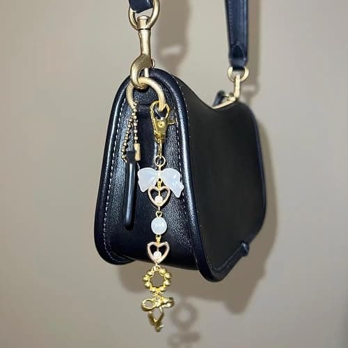 Agromusk Gold Bow Keychain Bag Charms for Women Heart Pearl Beaded Coquette Aesthetic Purse Charms thumbnail 8