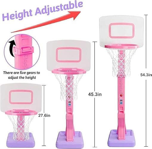 Basketball Hoop Indoor for Toddler Toys 1-3 3-5 Adjustable Portable Basketball Net Set Pool Outdoor Backyard Toy Mini Hoop Basket Ball Game for Kids Age 1 2 3 4 5 6 Year Old Boys Girls thumbnail 3