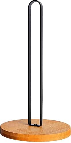 TONLEA Wooden Paper Towel Holder Countertop, Kitchen-Towel-Holder FreeStanding with Non-Slip Base for Bathroom - Image 1