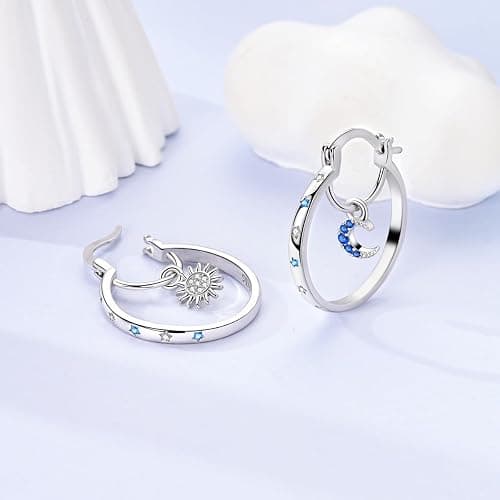 Parmuz 925 Sterling Silver Earrings Hoops for Women Ladies Simple Lightweight Twisted Medium Hoop Earrings With Cubic Zirconia Hypoallergenic Jewelry for Her thumbnail 2