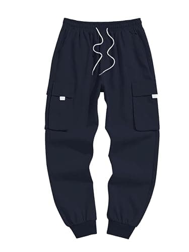 Men Techwear Cargo Joggers Flap Pocket Elastic Drawstring Waist Pants thumbnail 5