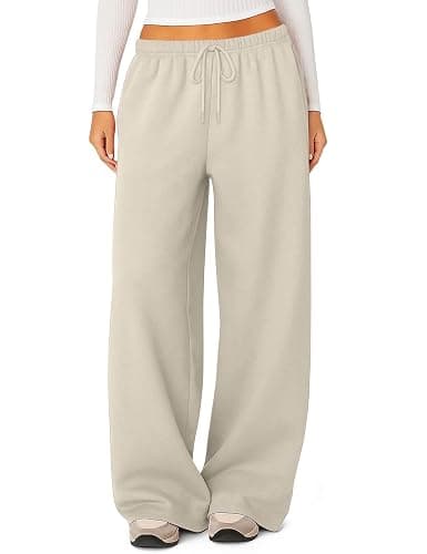 HeSaYep Women's Fleece Lined Sweatpants Winter Warm Wide Leg Sweat Pants Baggy Casual Pants with Pockets - Image 1