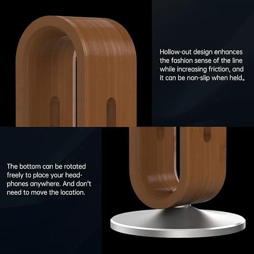 BRIMFORD Kopfhörer Ständer Holz Schreibtisch - U-Form Headset Halterung - Aluminium Gaming Kopfhörer Aufbewahrung - Universal für Sennheiser Bose Sony Airpods Max - Tisch Organizer Accessoire thumbnail 5