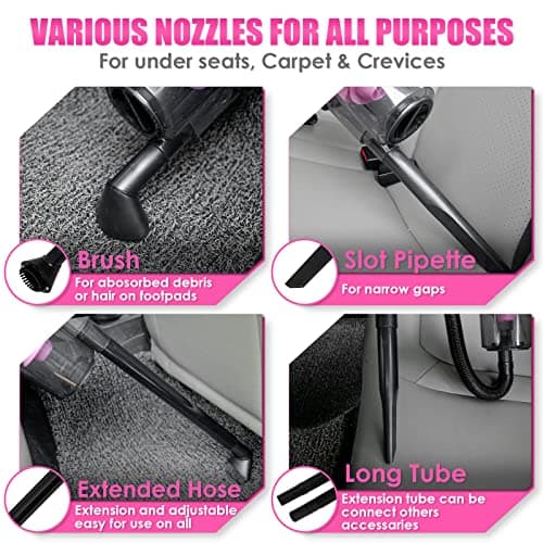 Viewsun 17pcs Car Cleaning Kit, Pink Car Interior Detailing Kit with High Power Handheld Vacuum, Detailing Brush Set, Windshield Cleaner, Cleaning Gel, Complete Auto Accessories for Women Gift thumbnail 3