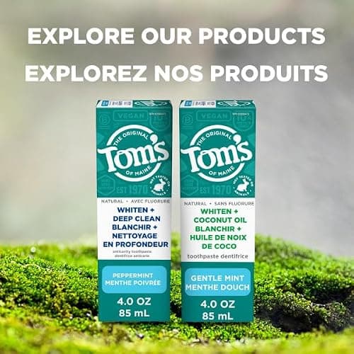 Tom’s of Maine Whitening Plus Deep Clean Toothpaste – Natural Whitening with Plant-Based Cleansers, Enamel-Safe, Fights Plaque, Freshens Breath, No Artificial Flavors, Peppermint, 85mL thumbnail 6