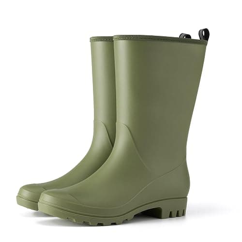 HISEA Women Rubber Boots Wide Calf Rain Boots | Seamless Matte Surface Waterproof PVC Rubber Rain Shoes for Farm Barn Garden Outdoor Work - Image 1